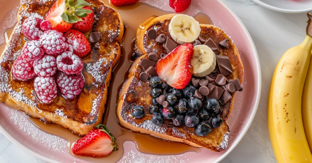 French toast for one - Golden-brown French toast for one with syrup and berries