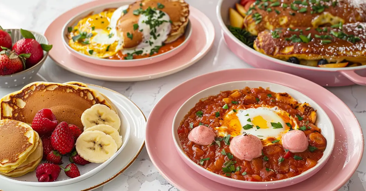 What is the Best Time for Brunch - A vibrant brunch spread with shakshuka, croque madame casserole, pancakes, and fruit.