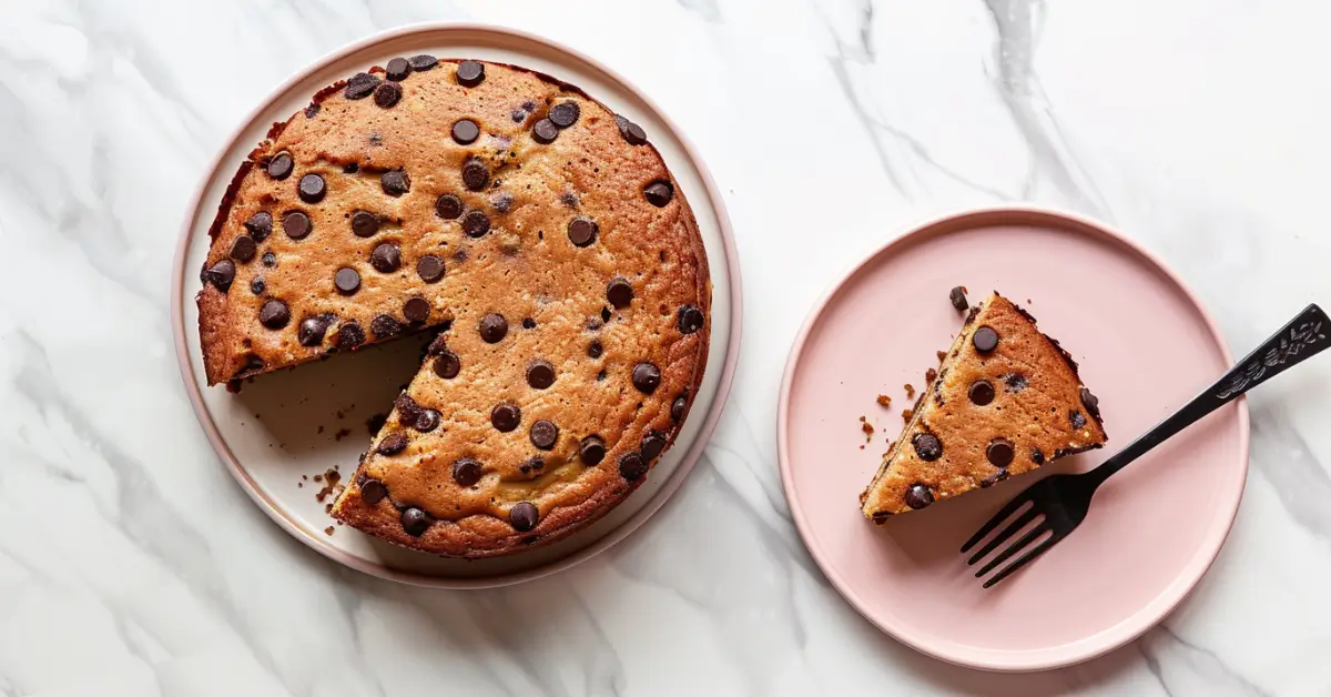 banana chocolate chip cake - Freshly baked banana chocolate chip cake with melted chocolate chips