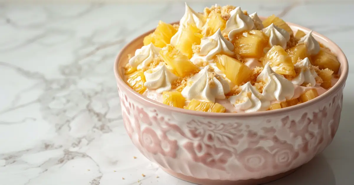 easy pineapple dessert - Easy pineapple dessert served in a bowl