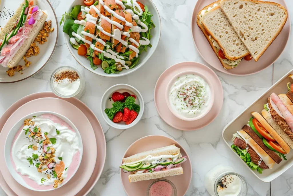 Brunch Hours - A brunch table displaying light morning dishes and heavier noon options.