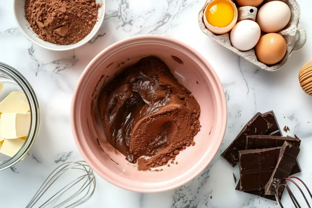 triple chocolate cake - High-quality ingredients for baking a Triple Chocolate Cake.