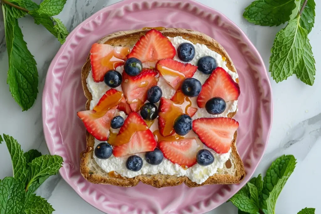 What is typically served at brunch - Ricotta toast with fresh berries and honey drizzle.