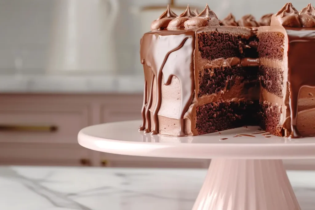 triple chocolate cake - A rich, moist Triple Chocolate Cake with ganache and frosting.