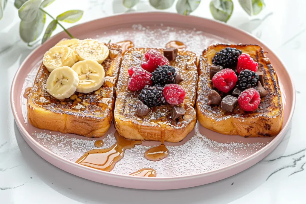 French toast for one - Different variations of French toast for one – classic, cinnamon sugar, chocolate banana