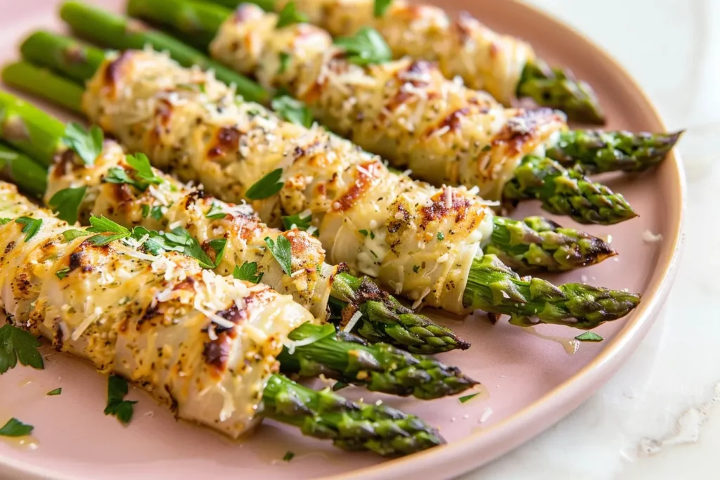 What is typically served at brunch - Turkey-wrapped asparagus with Parmesan and parsley.