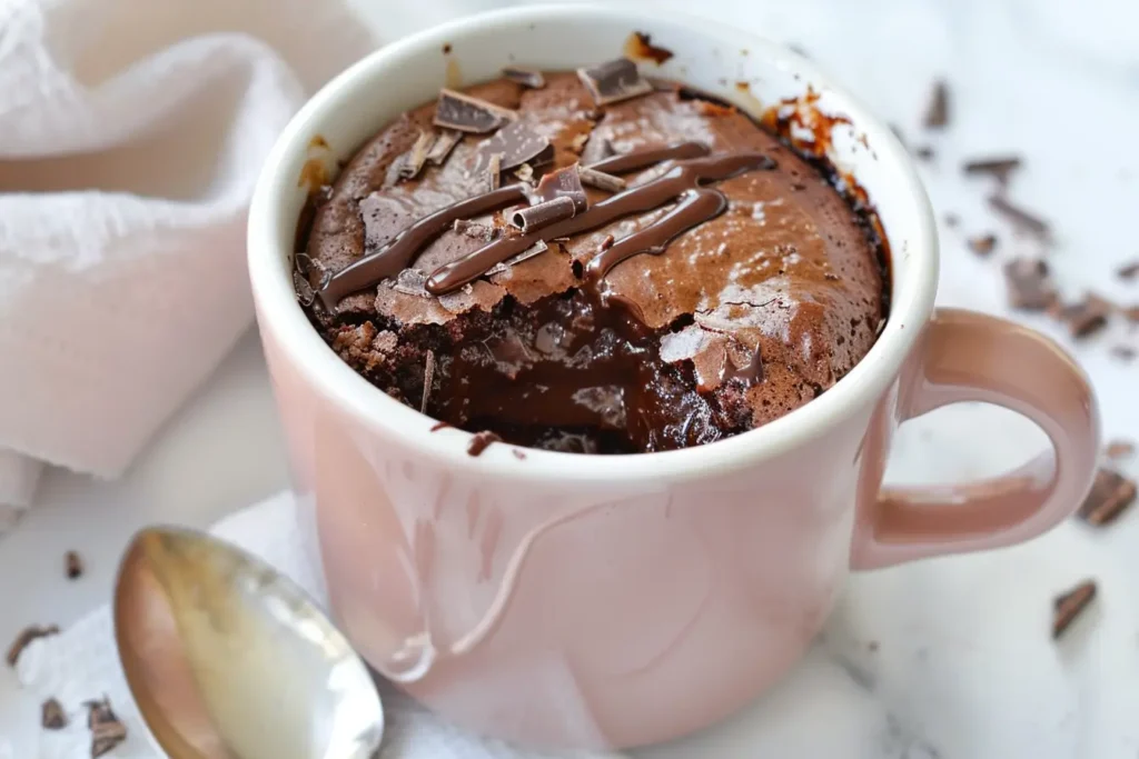 hot chocolate mug cake - Microwave Brownie in a Mug with Melted Chocolate Drizzle