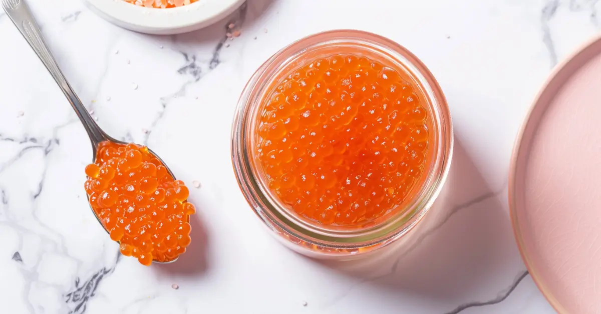 Salmon Roe - Close-up of fresh salmon roe in a bowl