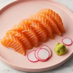 Salmon sashimi on a plate