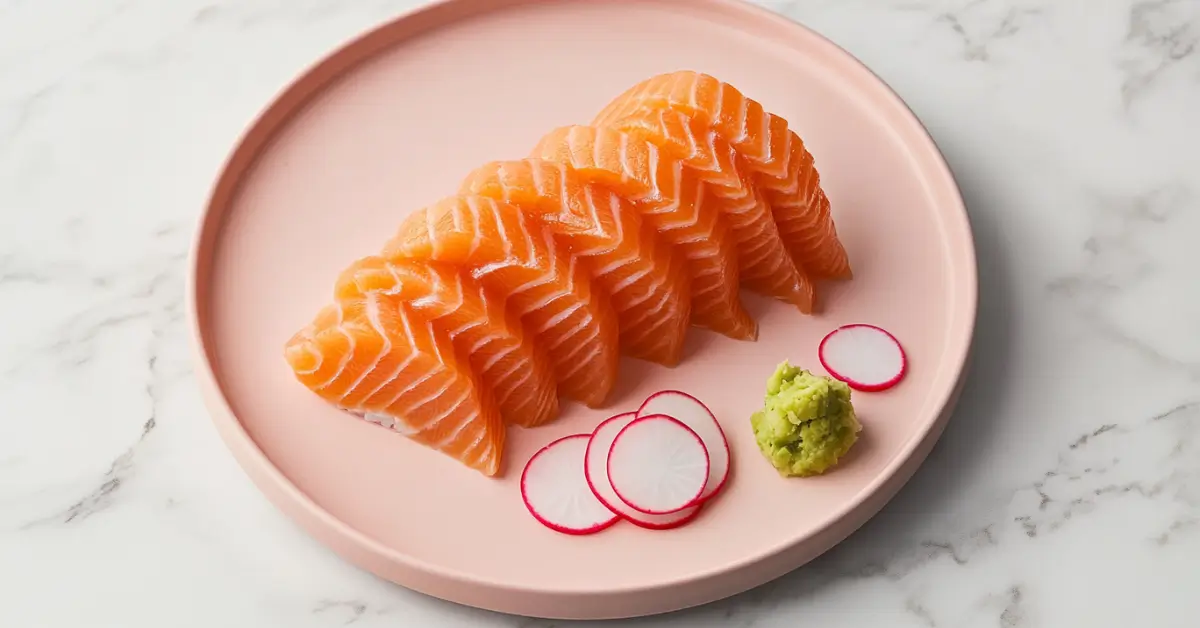 Salmon sashimi on a plate