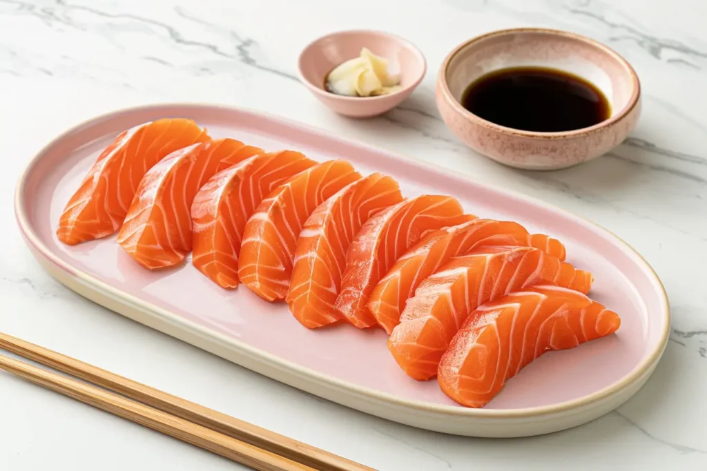 Salmon sashimi with soy sauce