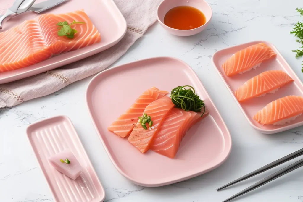 Preparing salmon sashimi step-by-step