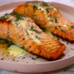 Frozen Salmon in Air Fryer - Perfectly cooked salmon fillet served with herbs